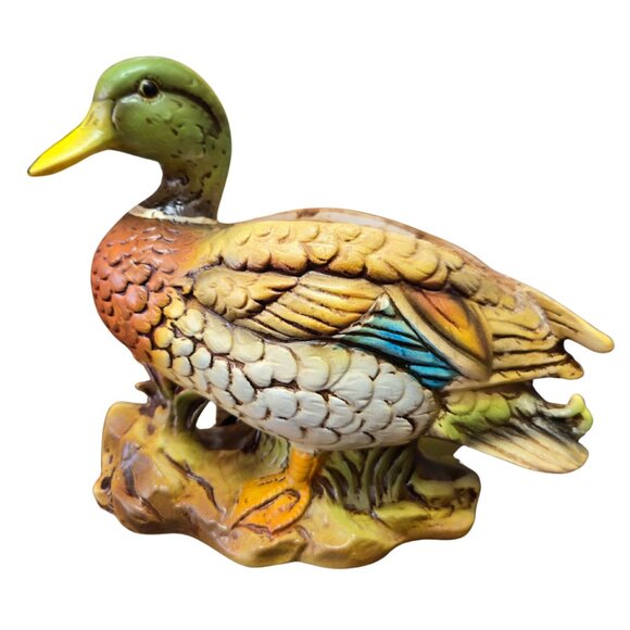 Vintage Mallard Duck Planter: Vibrant Ceramic Bird Decor - Picture 2 of 6
